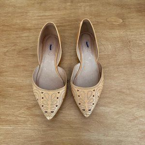 madewell d’orsay flat • tan emboidered leather • sz 9 • $125